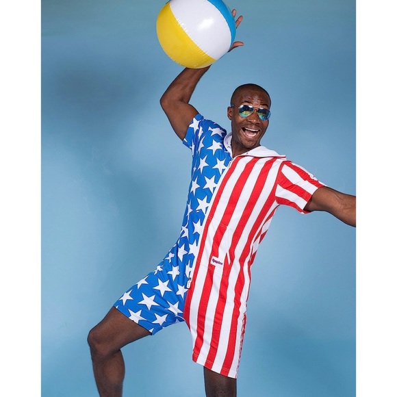 Tipsy Elves USA Short Sleeve Jumpsuit - American Flag Romper for Men NWT - Picture 4 of 4